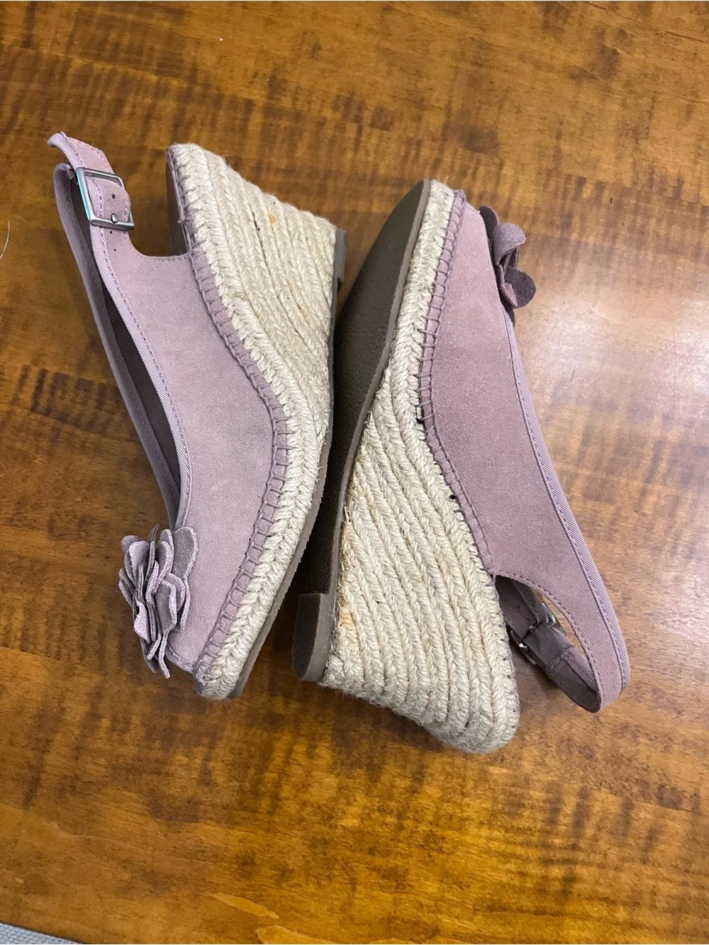 Peep toe leather lilac espadrilles 7 1/2 M